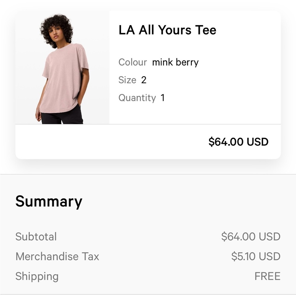 Lululemon all yours tee size 2. Limited edition with rainbow neps in shirt.